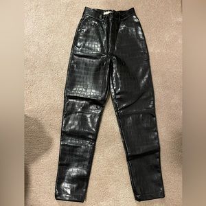 H&M vegan leather croc effect pants